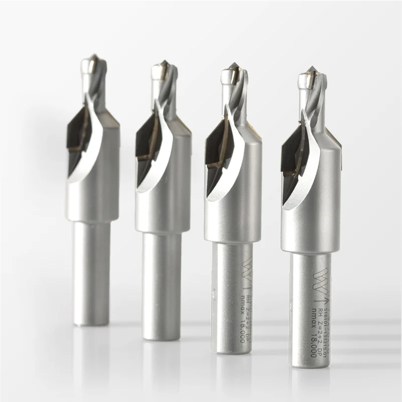 Boring bits in polycrystalline diamond, tungsten carbide and solid tungsten carbide